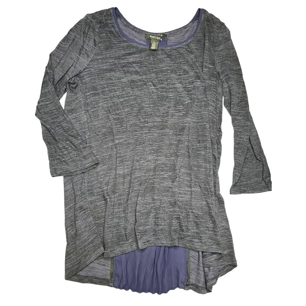 WHBM heather blue sweater 3/4 sleeve semi sheer back panel Medium